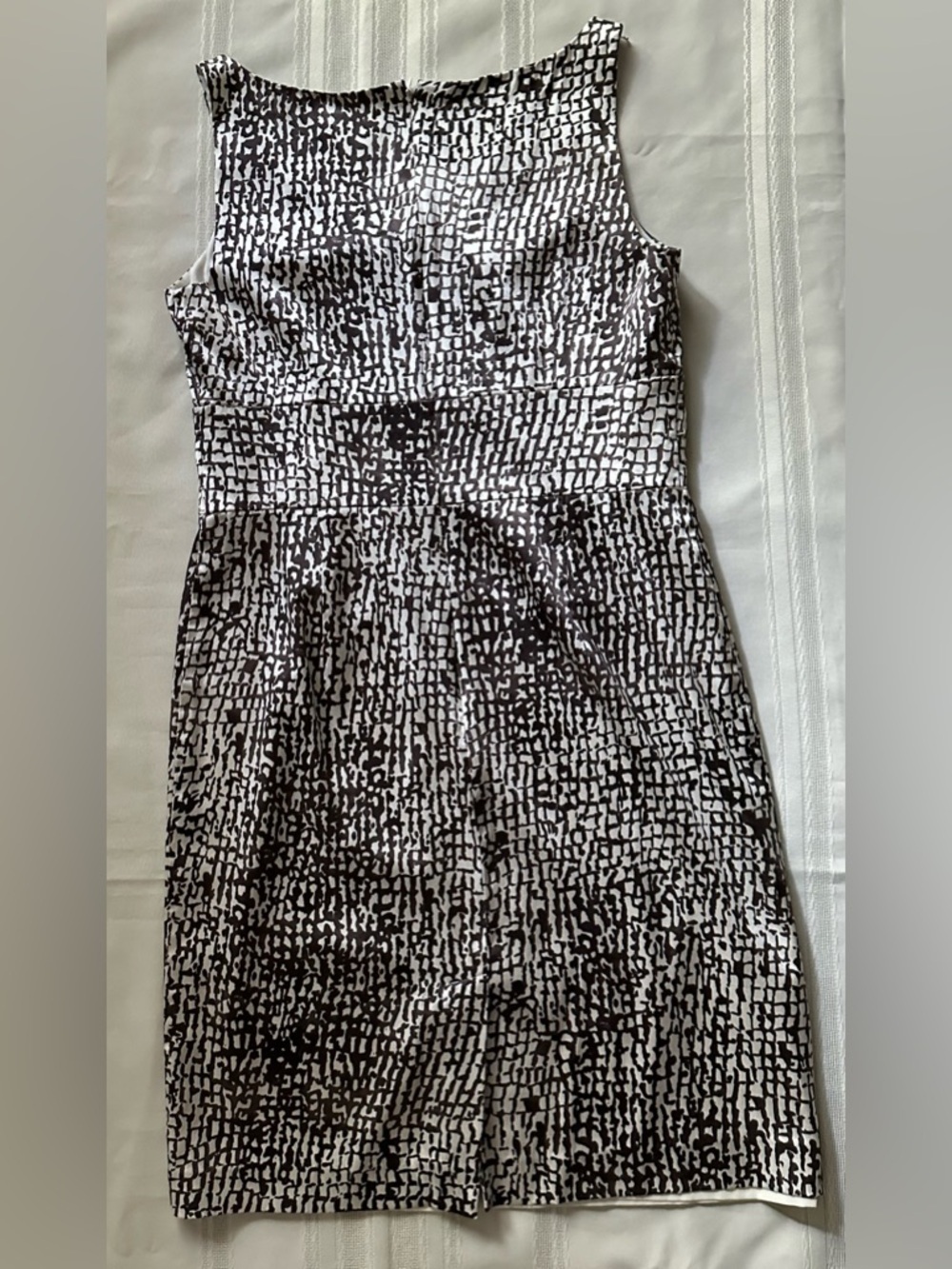 Ann Taylor Animal Print Giraffe Spot Sheath Brown white Silk Midi Dress - Picture 7 of 16